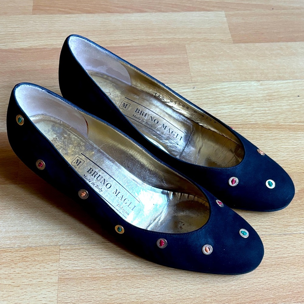 Bruno Magli Black Flats with Multicolor Accents